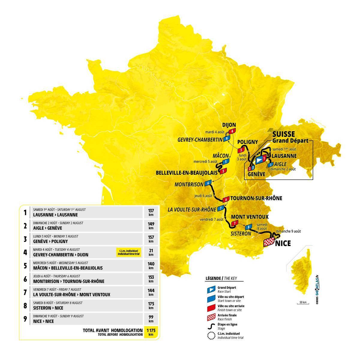 Tour de France Femmes Route Map