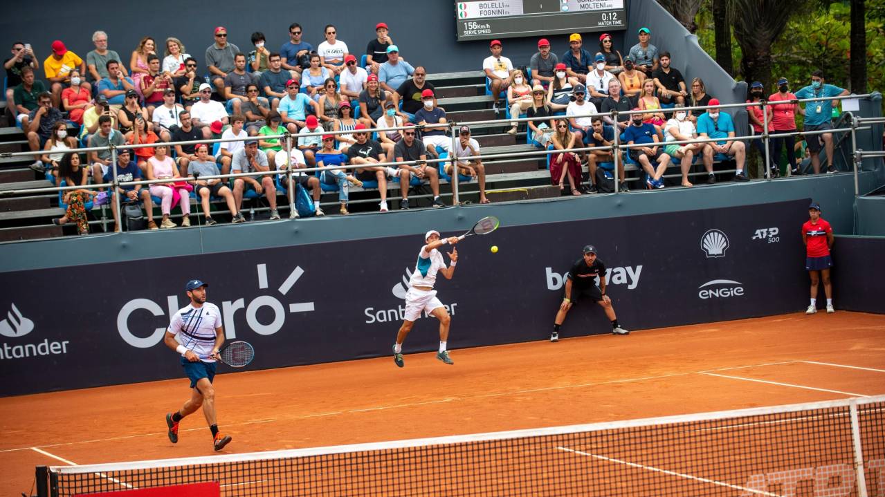 A doubles match at the Rio Open