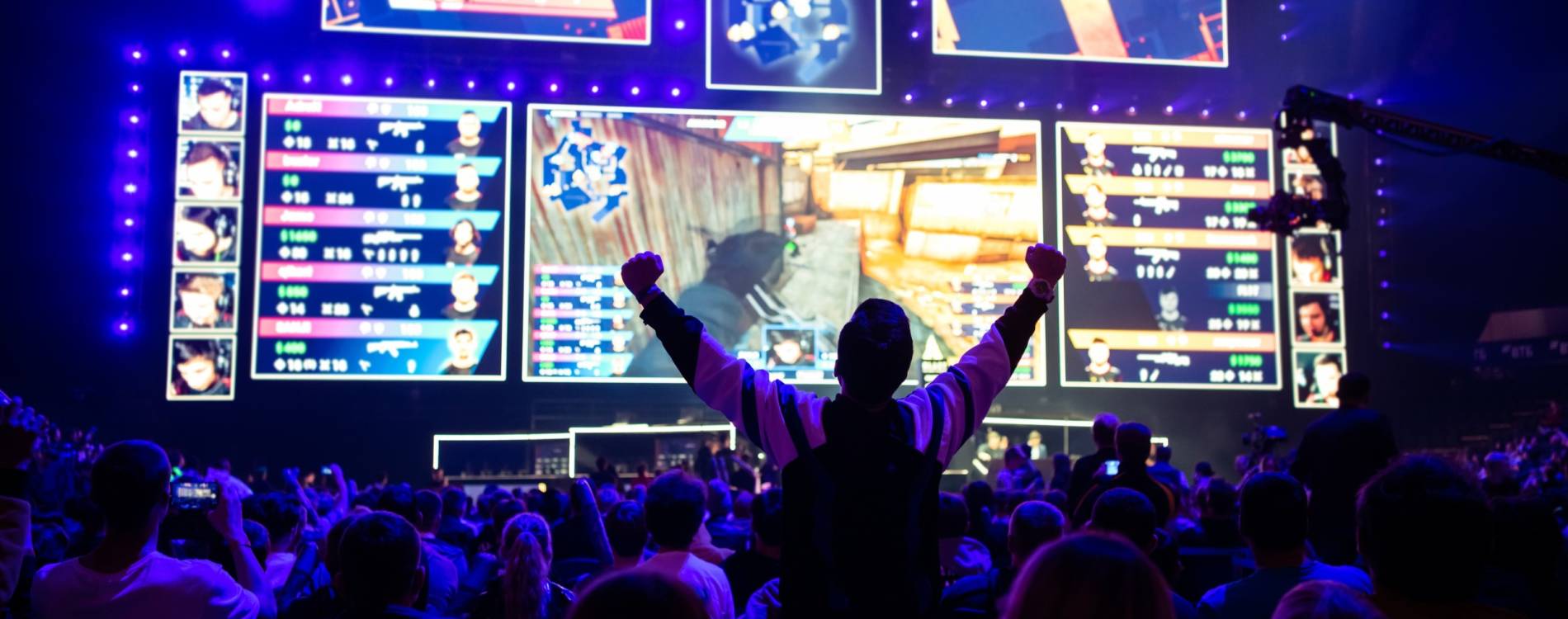 A fan celebrates at an esports tournament