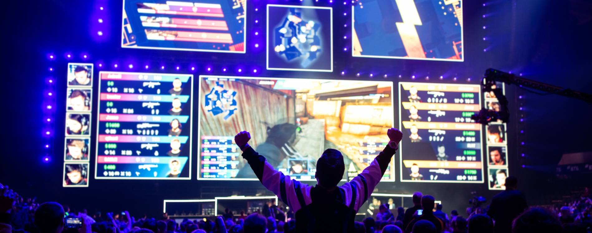A fan celebrates during an esports event