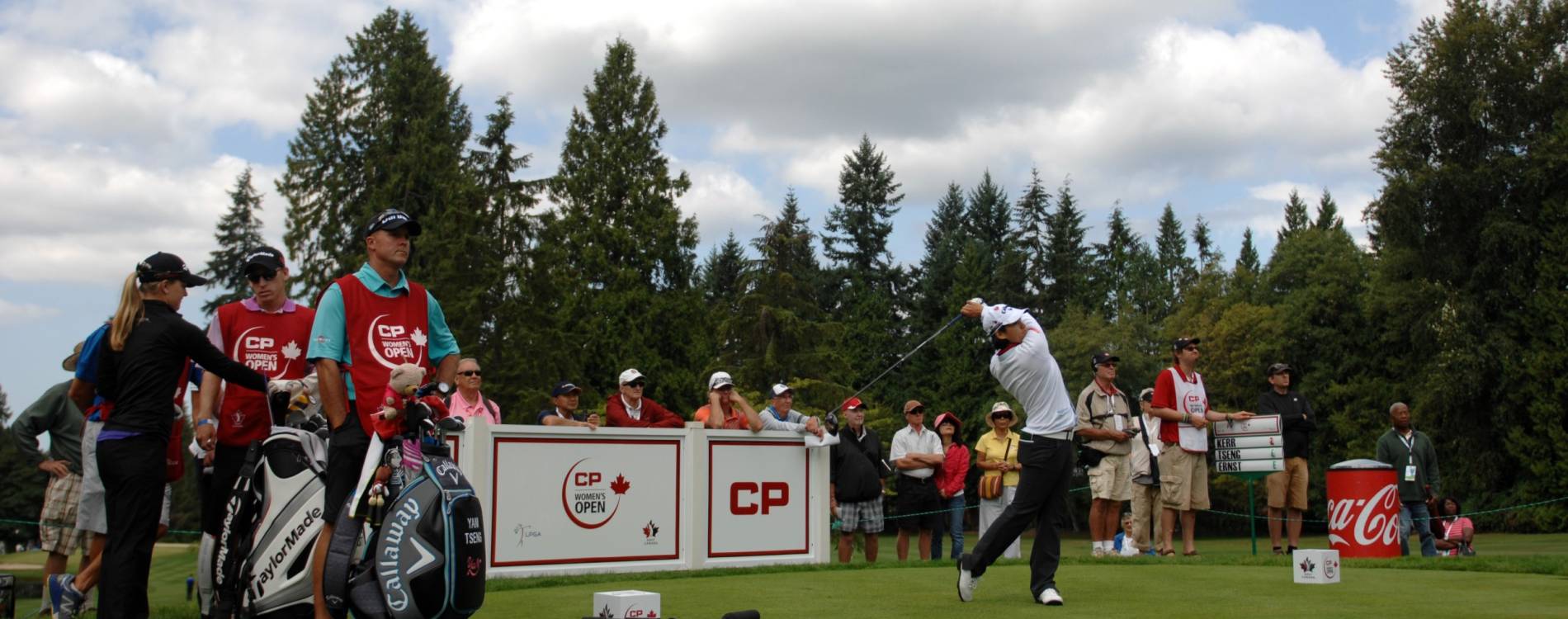 A golfer takes a swing at the CP Women's Open