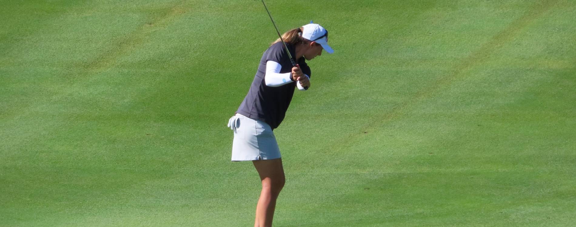 A golfer takes a swing at the LPGA Marathon Classic
