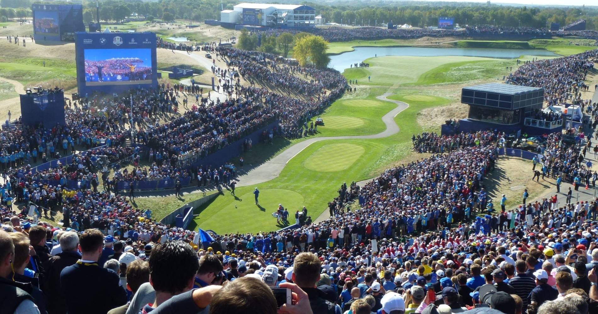 A huge crowd gathers at the Ryder Cup