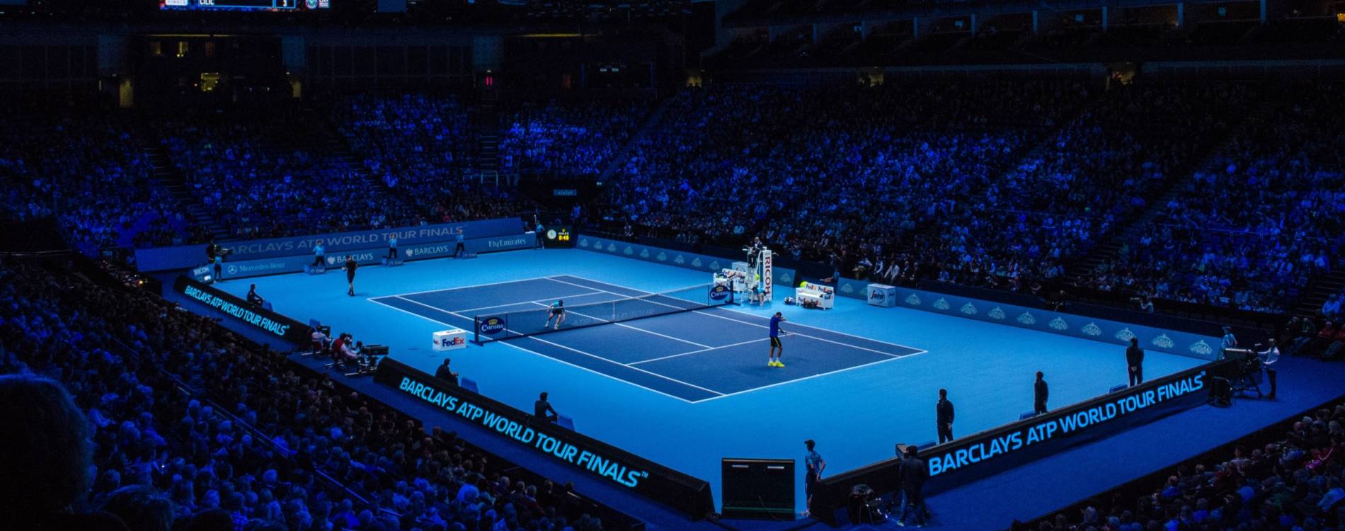 A men's singles match at the ATP Finals