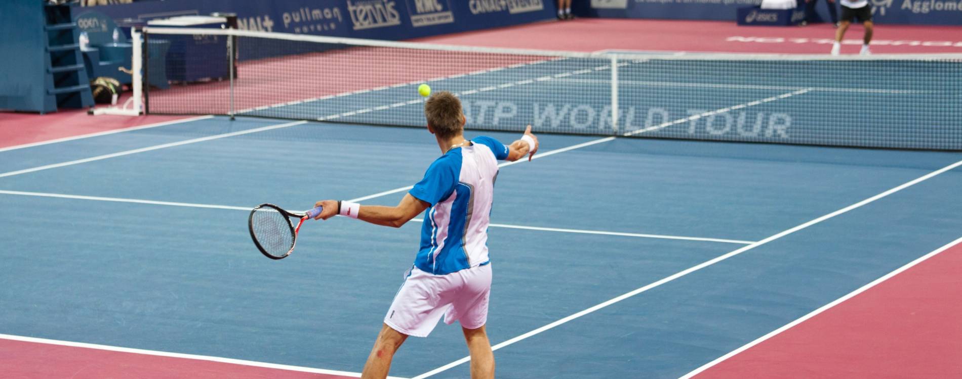 A men's singles match at the Open Sud de France