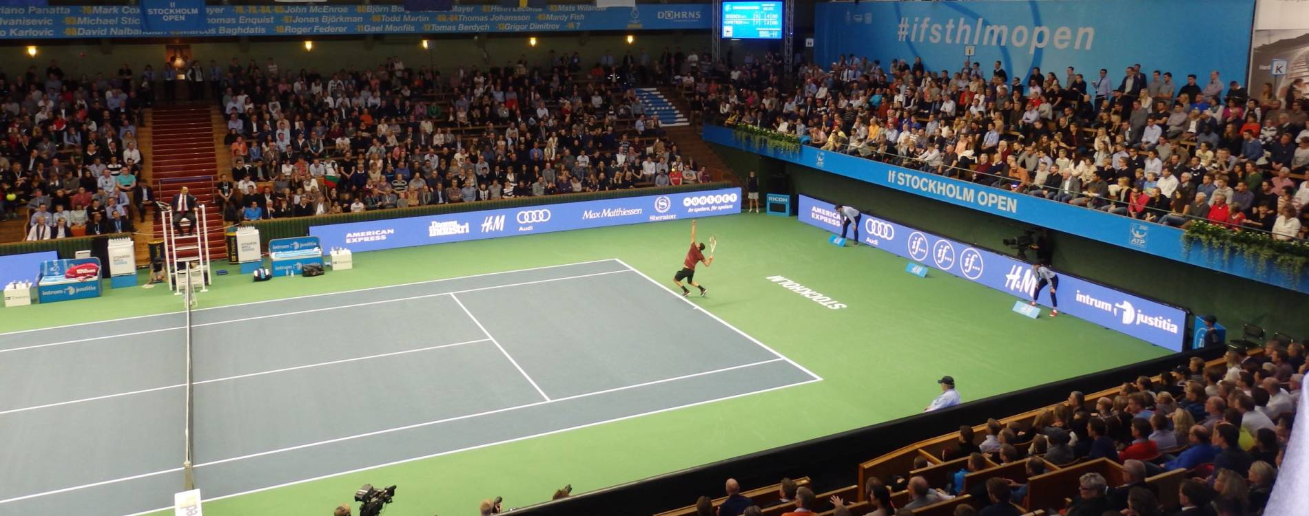 A men's singles match at the Stockholm Open