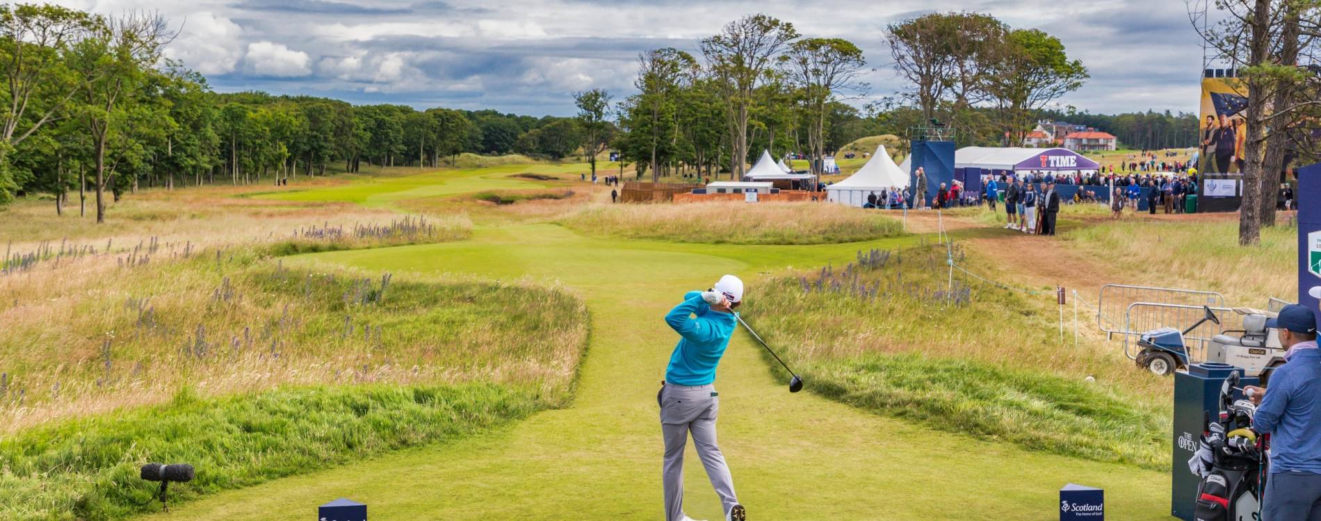 A player teeing off at the Scottish Open