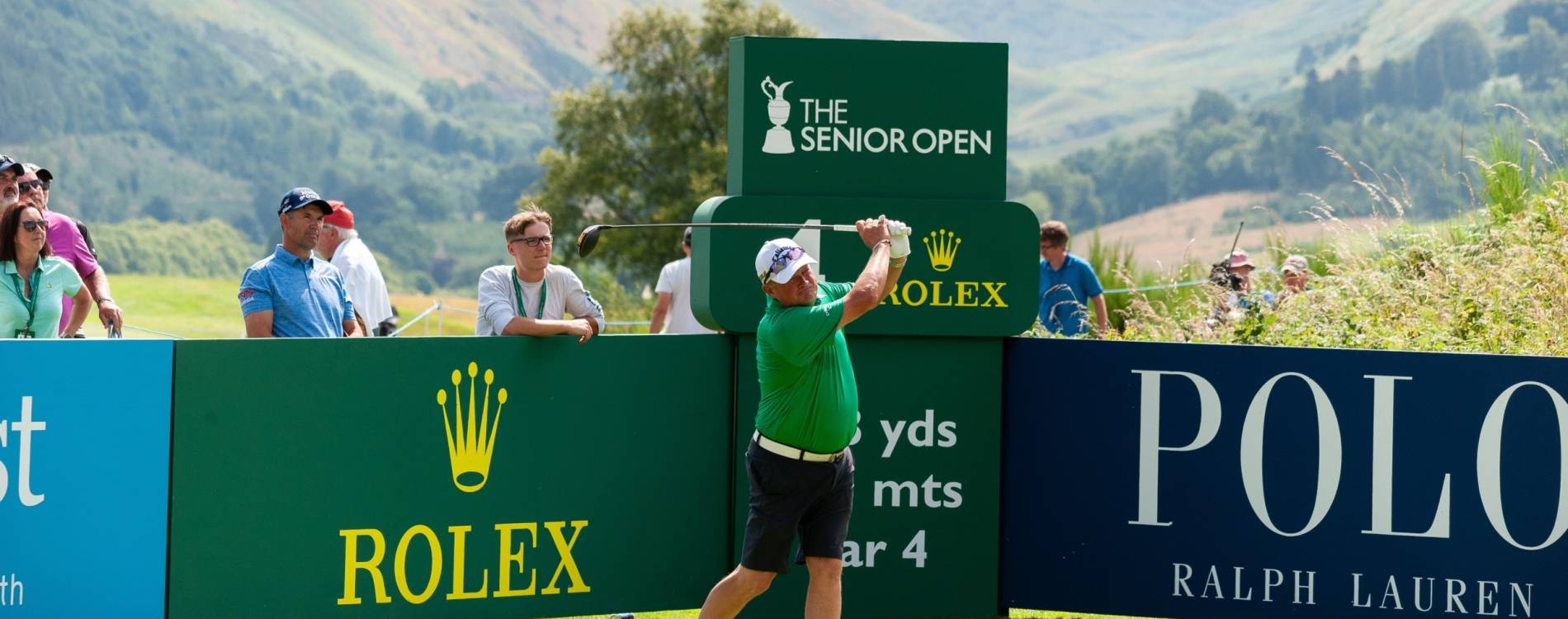 A player tees off at The Senior Open
