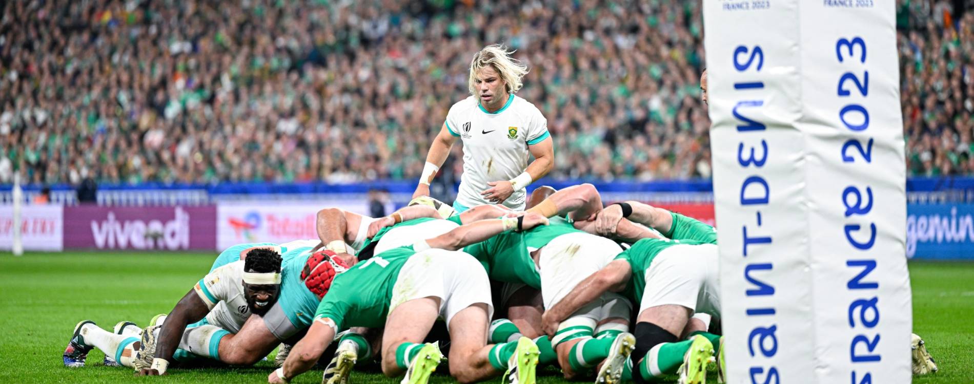 A Rugby World Cup match between Ireland and South Africa