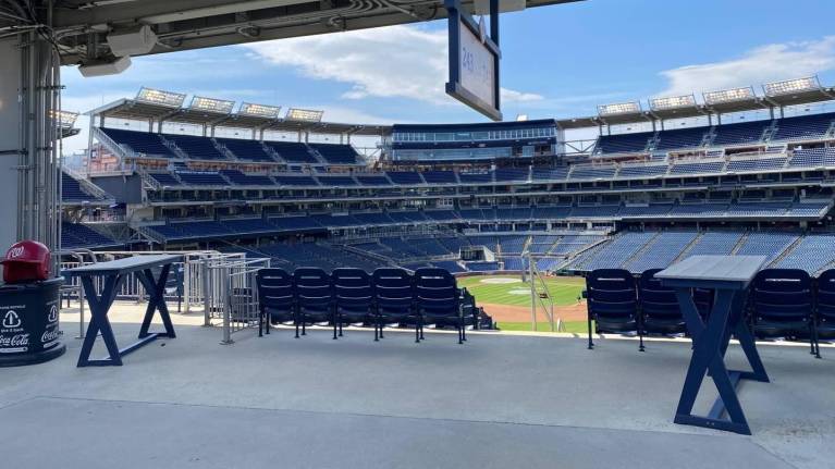 A standing area in the outfield at Nationals Park