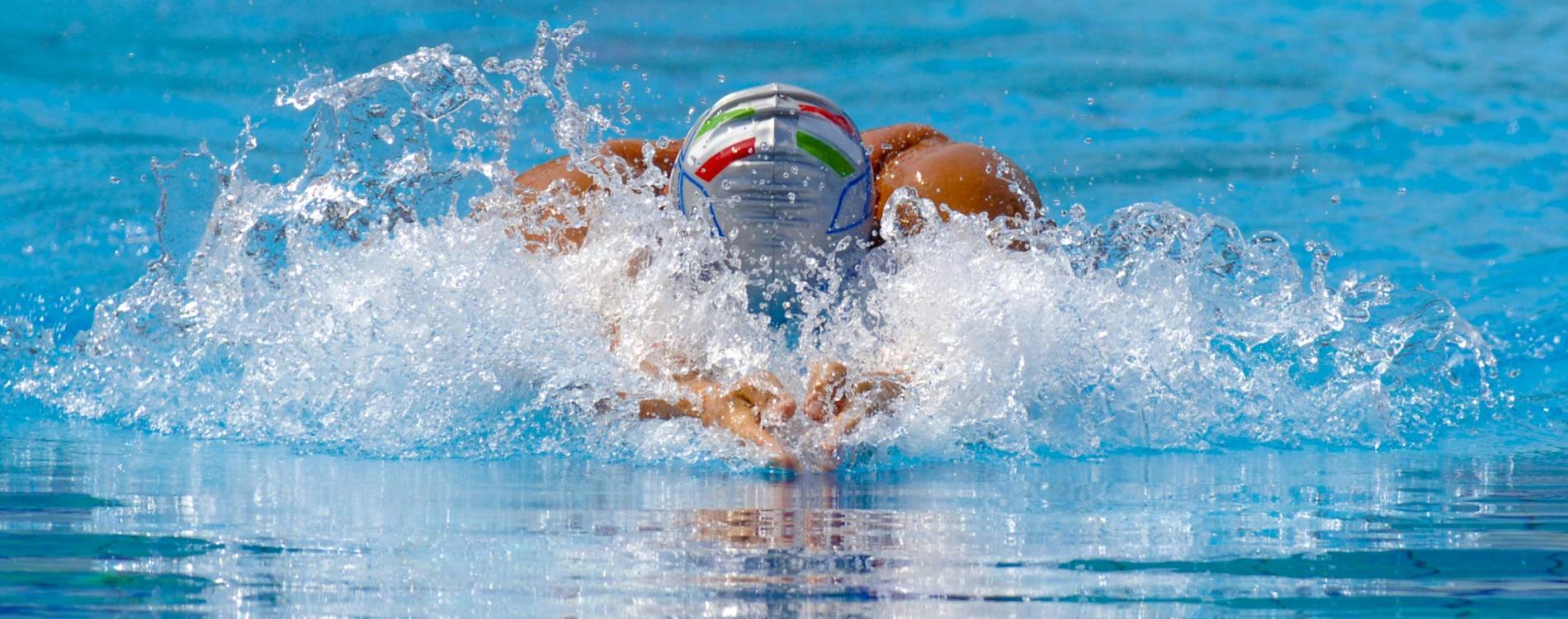 A swimmer competes in breaststroke at the European Championships