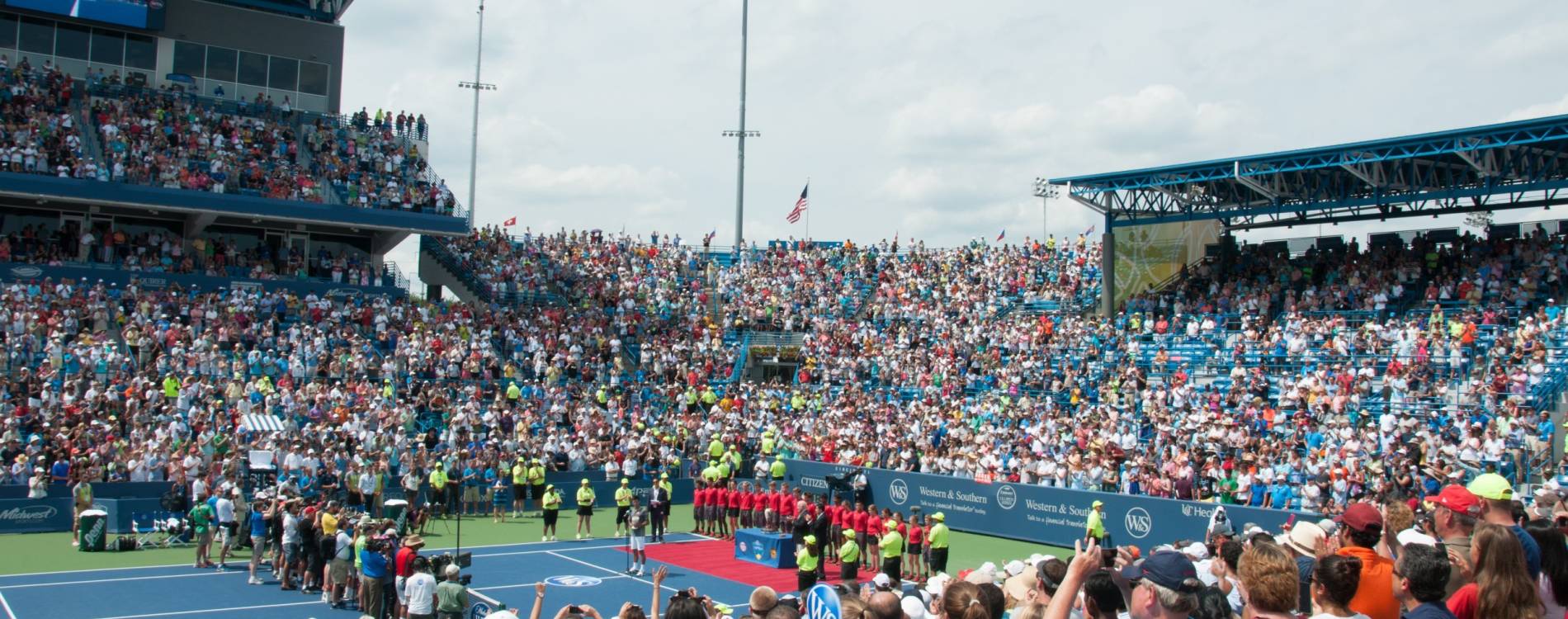 A trophy ceremony at the Western & Southern Open