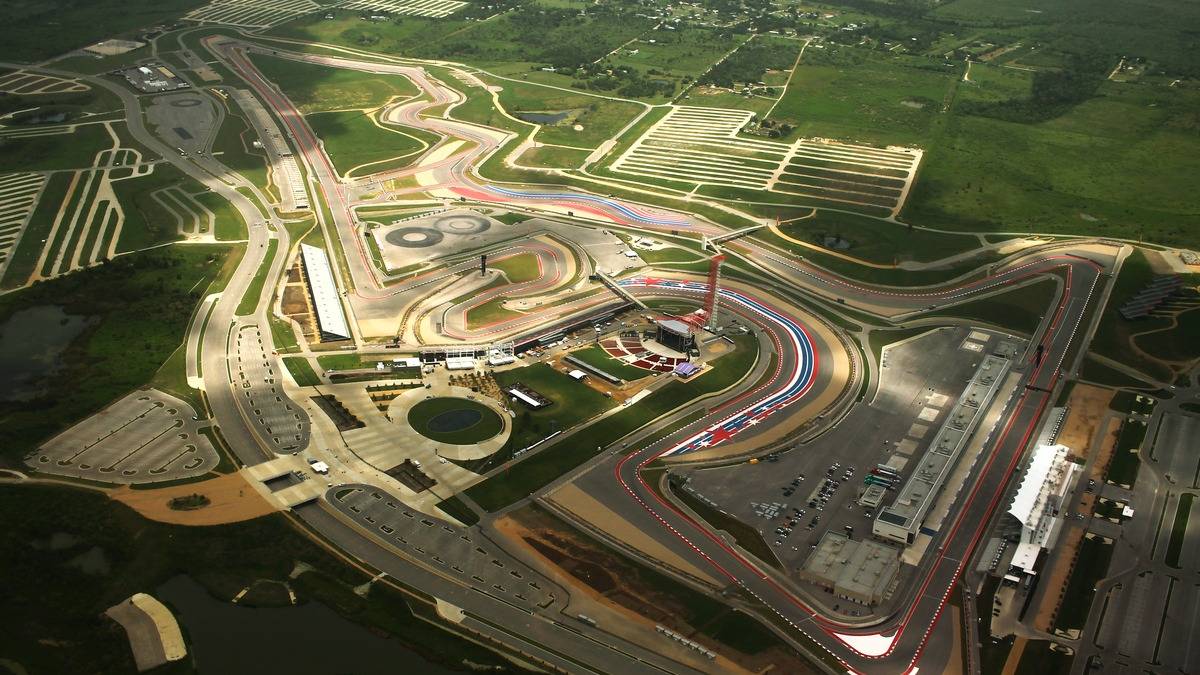 Aerial view of Circuit of the Americas after take-off from Austin Bergstrom International Airport