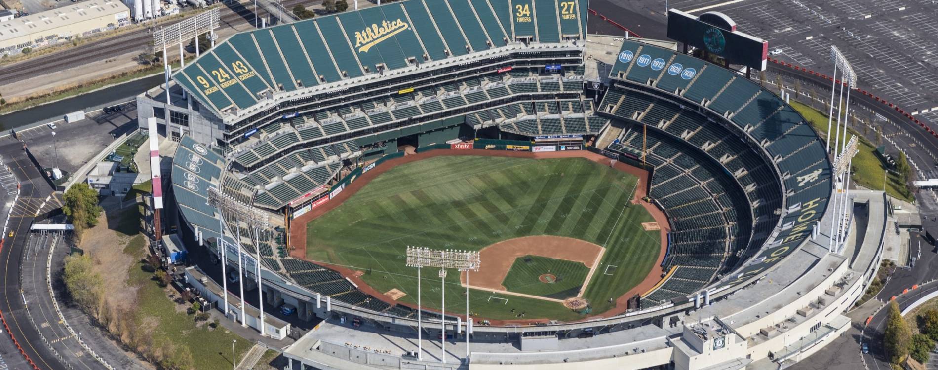 Aerial view of Oakland Coliseum