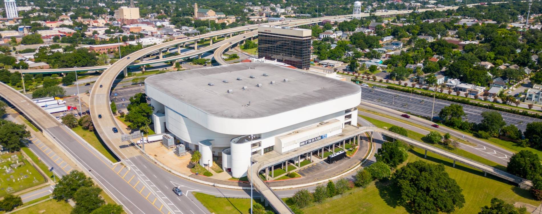 Aerial view of the Pensacola Bay Center
