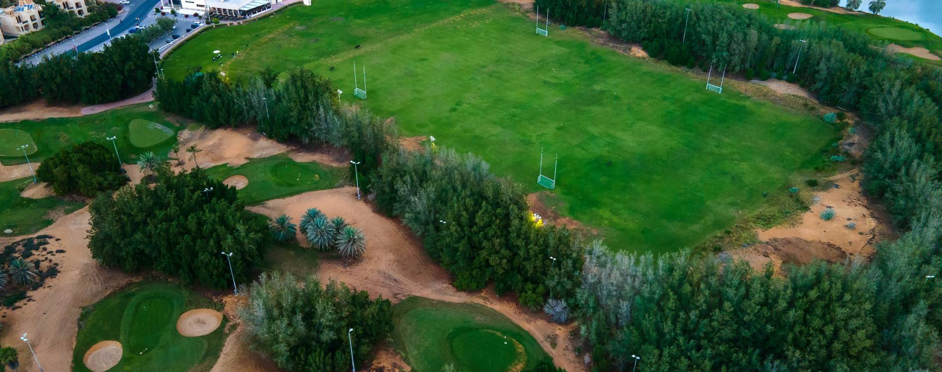 An aerial view of Al Hamra Golf Club
