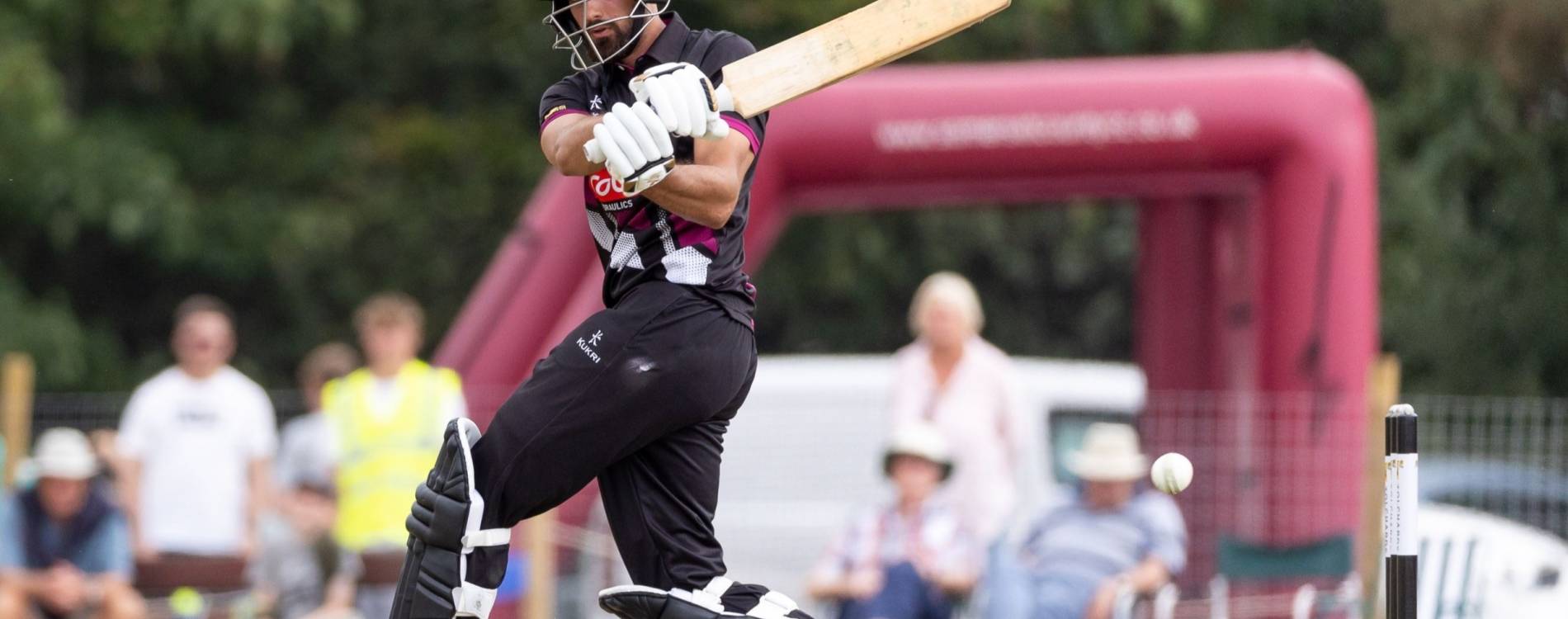 Andy Umeed hits a shot for Somerset CCC