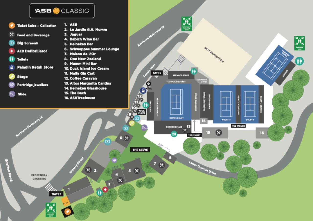 ASB Tennis Arena Map