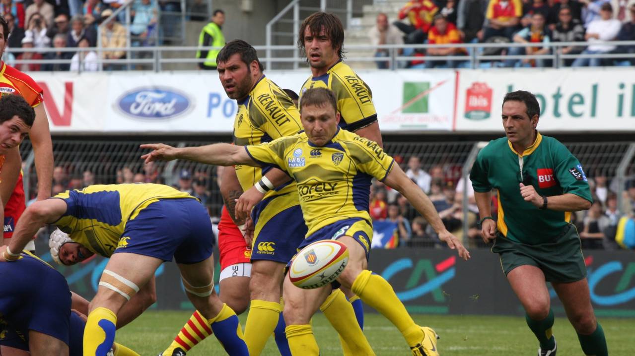 ASM Clermont Auvergne players, during a match against USAP