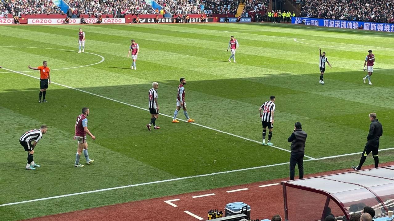 Aston Villa playing Newcastle United at Villa Park