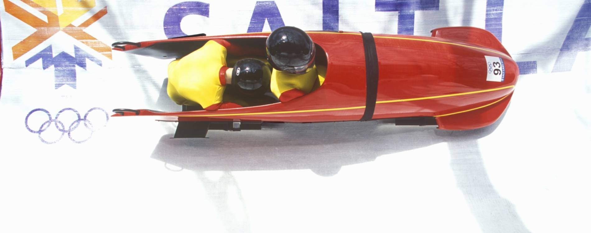 Bobsleigh team go around a bend