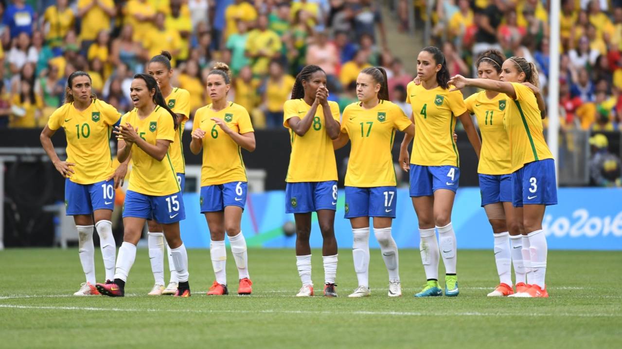 Brazil Women's Football Team during a game with Sweden