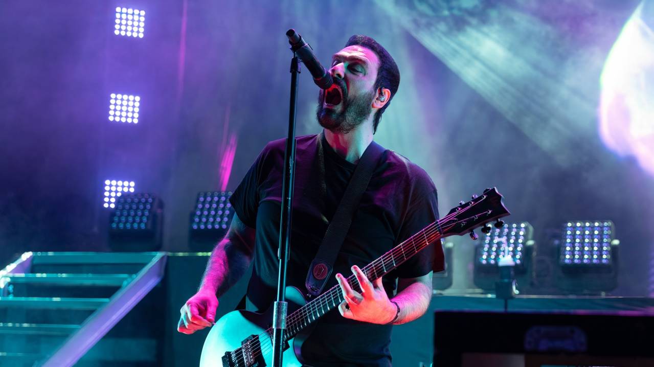 Breaking Benjamin performing live at the Pine Knob Music Theater