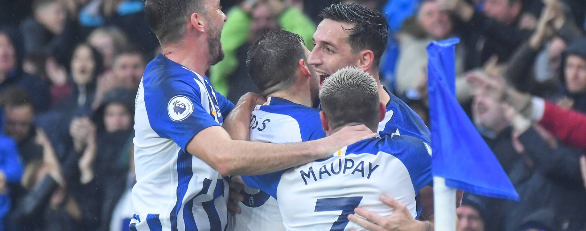 Brighton celebrate a goal during a pre-season friendly against Espanyol