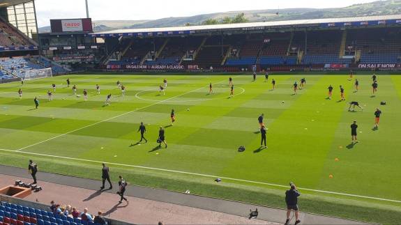 Burnley and Blackpool warm up