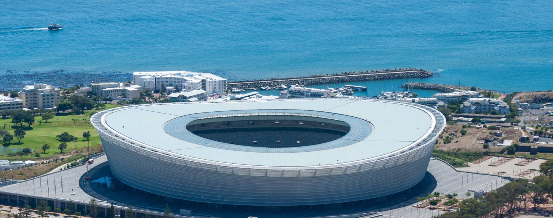 Cape Town Stadium, with Table Bay in the background