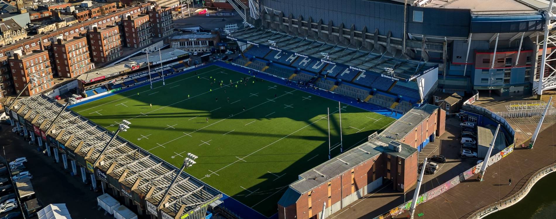 Cardiff Arms Park, with the Principality Stadium in the background