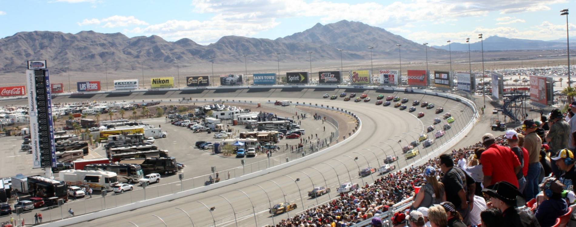 Cars race at Las Vegas Motor Speedway