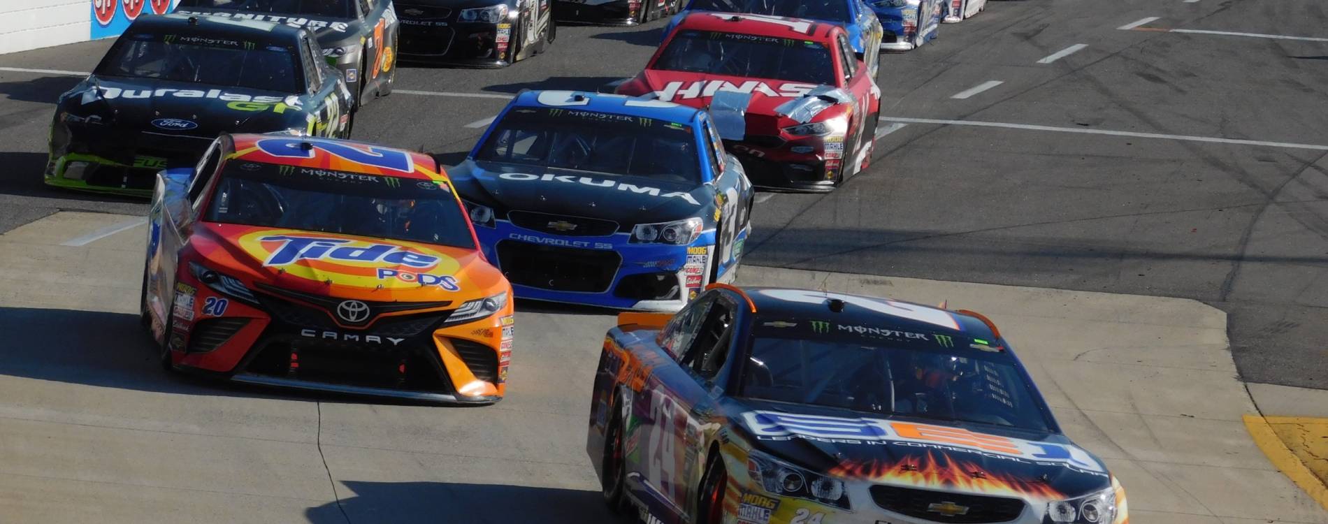 Cars race at Martinsville Speedway