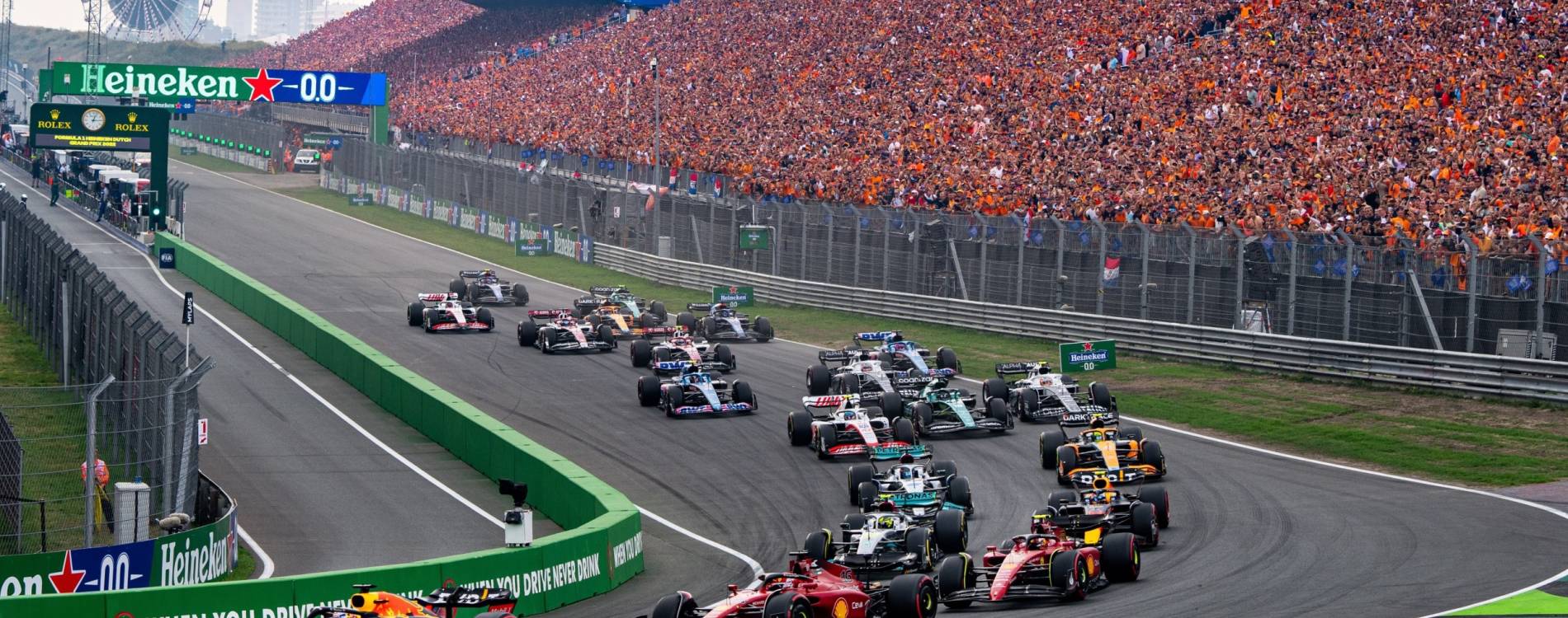 Cars race in the Dutch Grand Prix 2022