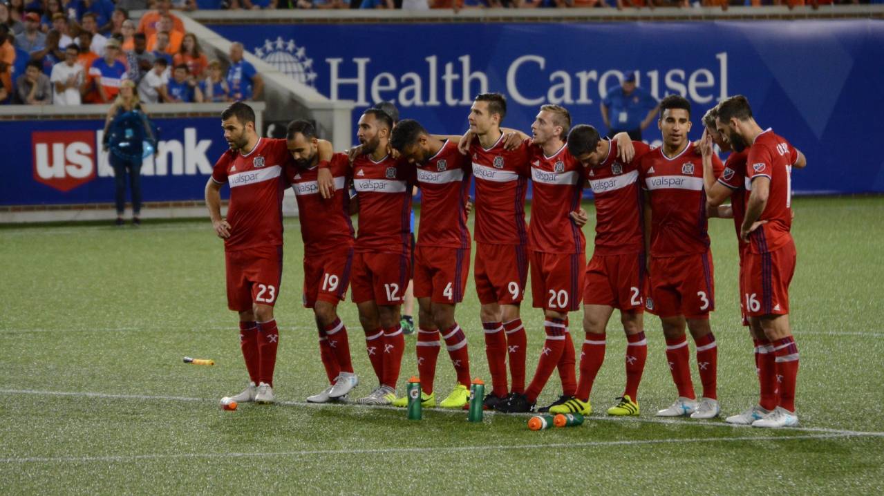 Chicago Fire during a penalty shoot-out with FC Cincinnati