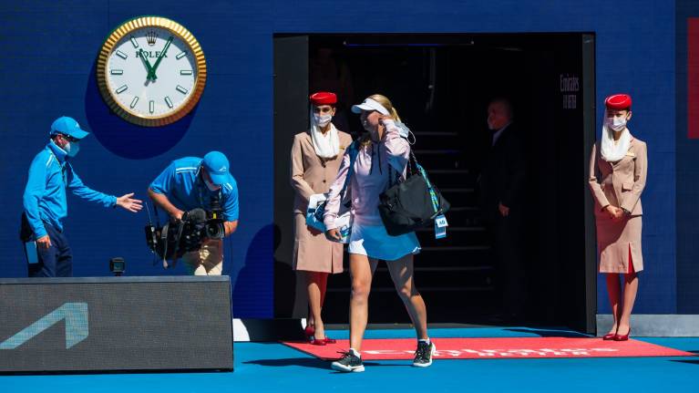 Clara Tauson walking out at the Australian Open