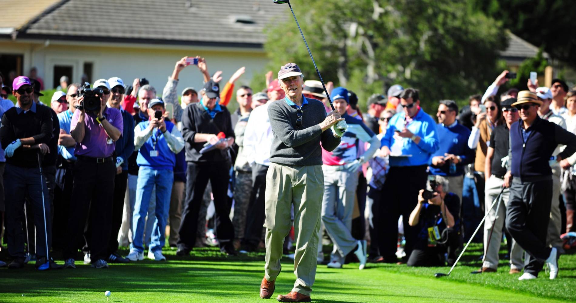 Clint Eastwood playing in the Celebrity Challenge at the AT&T Pebble Beach Pro-Am