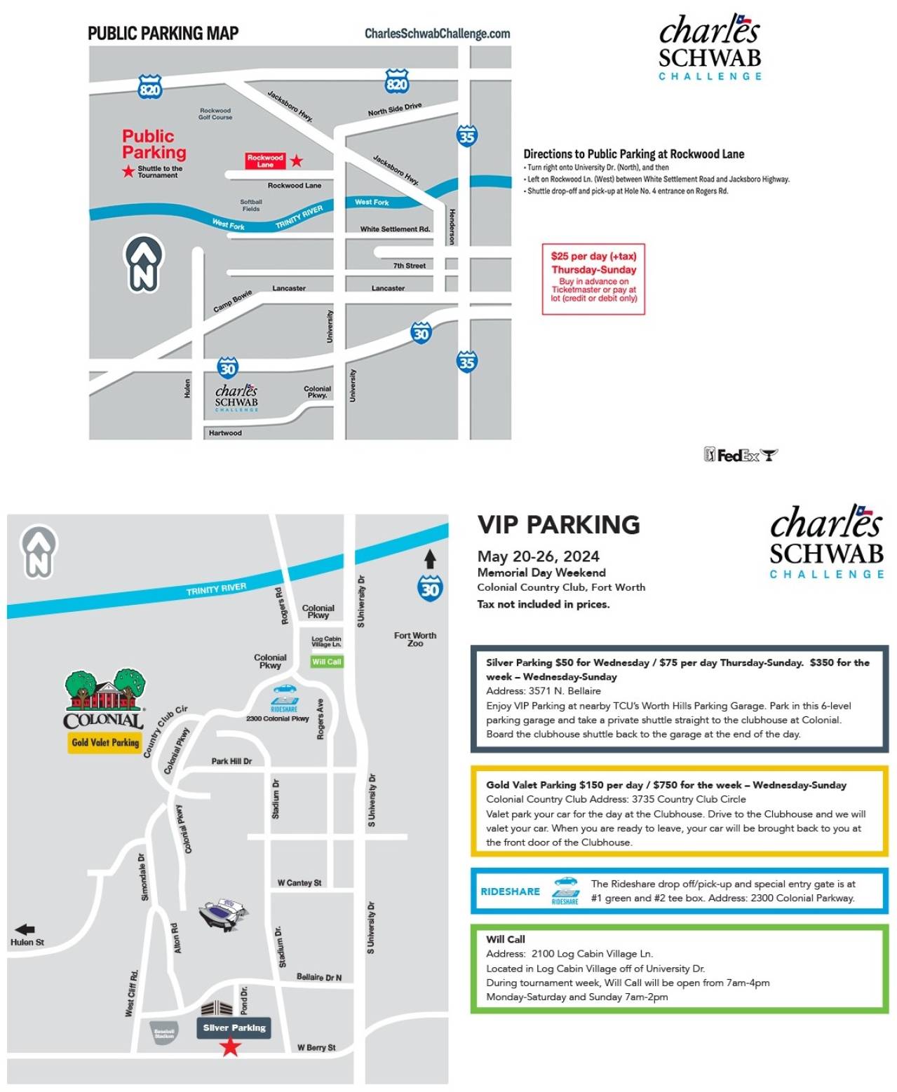 TRAVEL & PARKING Charles Schwab Challenge (Colonial National