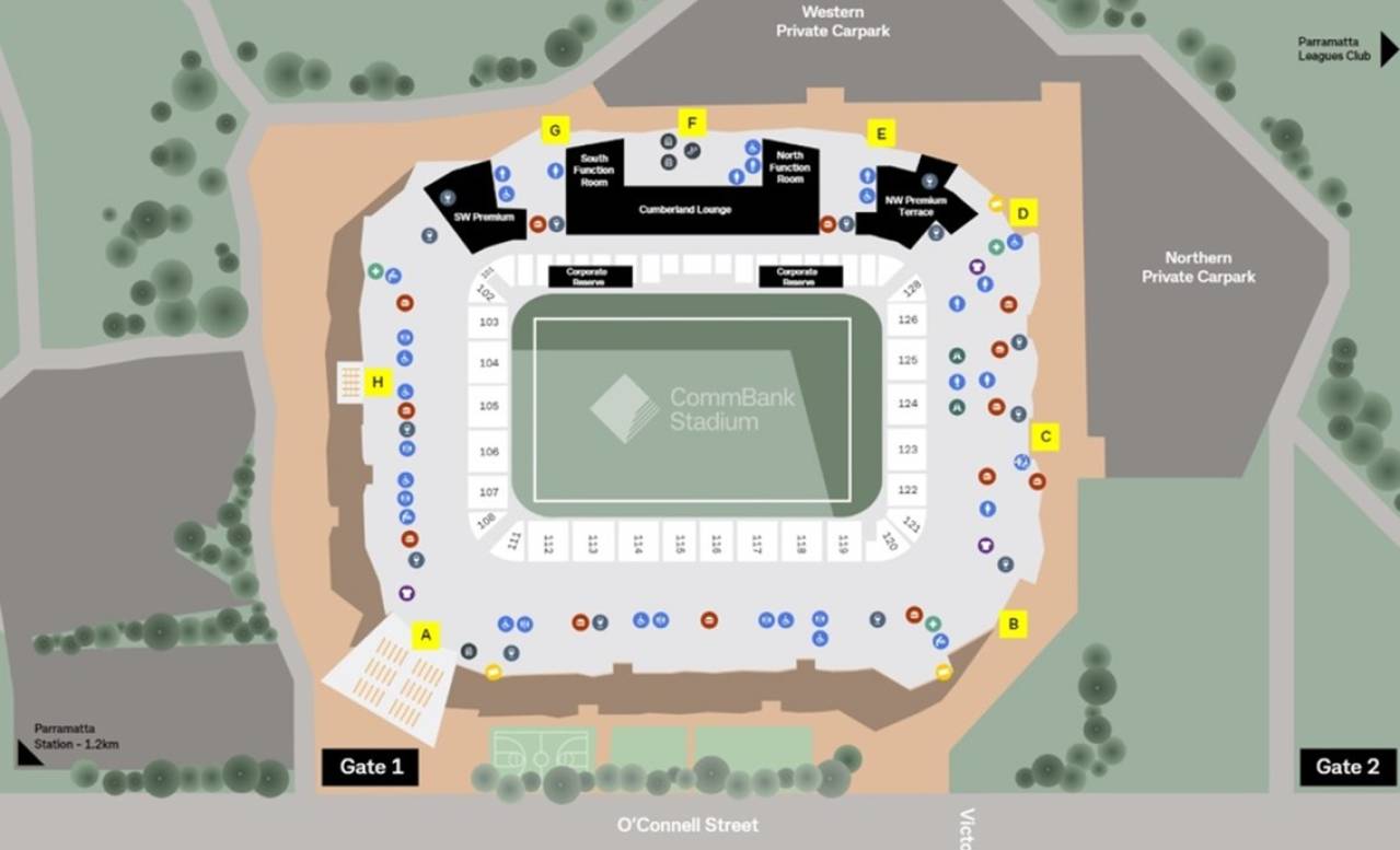 CommBank Stadium (Western Sydney Stadium) Map