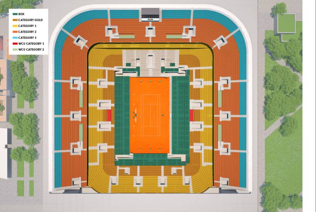 Court Philippe-Chatrier seating map