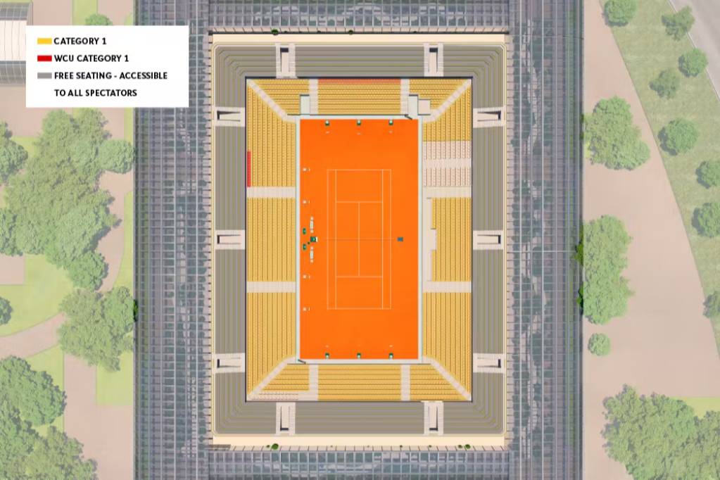 Court Simonne-Mathieu seating map
