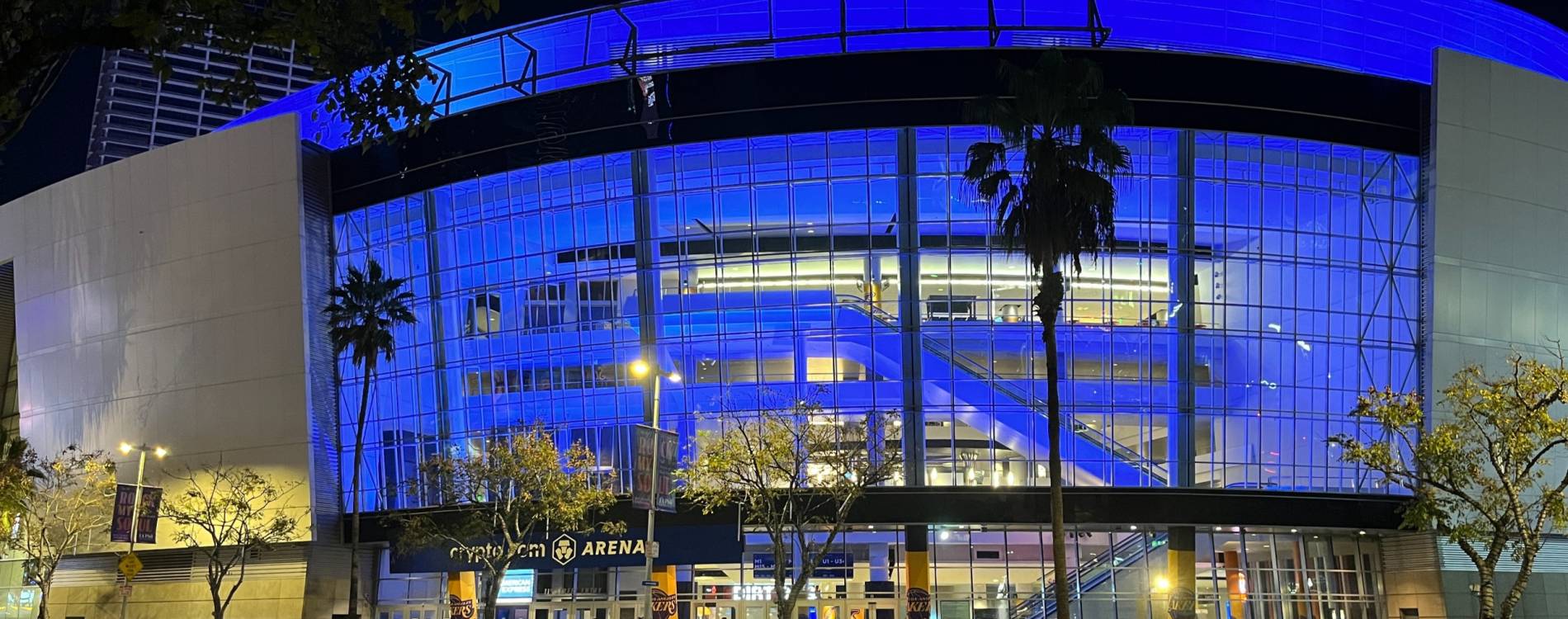 Crypto.com Arena exterior at night