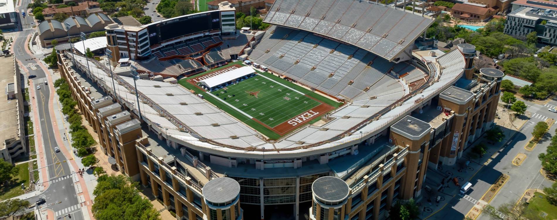 Darrell K Royal–Texas Memorial Stadium is home to the Texas Longhorns football team