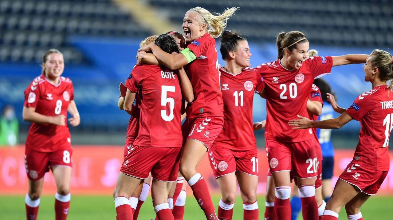 Denmark celebrate a goal