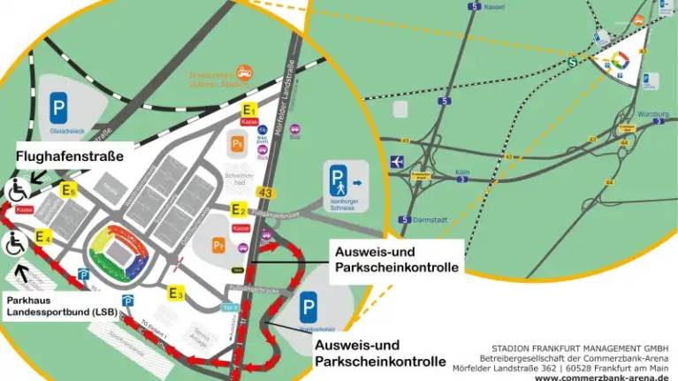 Waldstadion (Deutsche Bank Park) Map