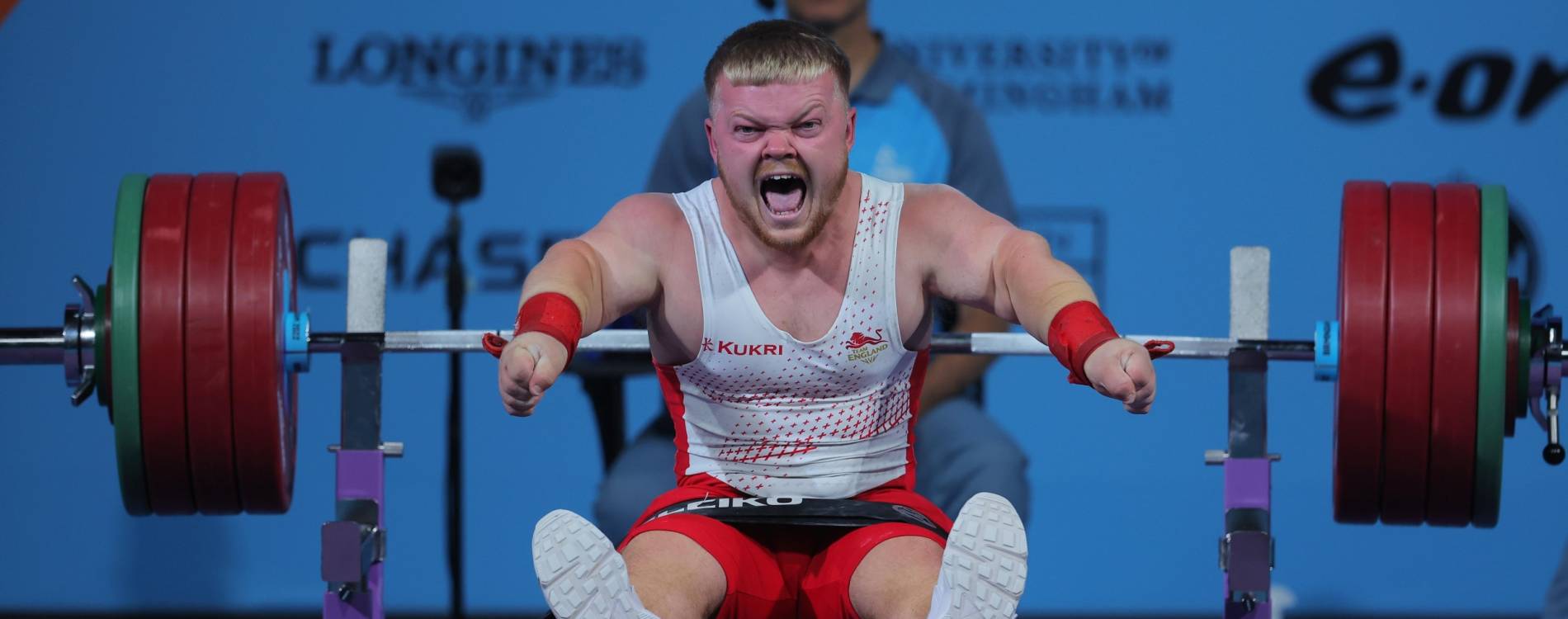 England's Mark Swan celebrates a silver medal-winning lift