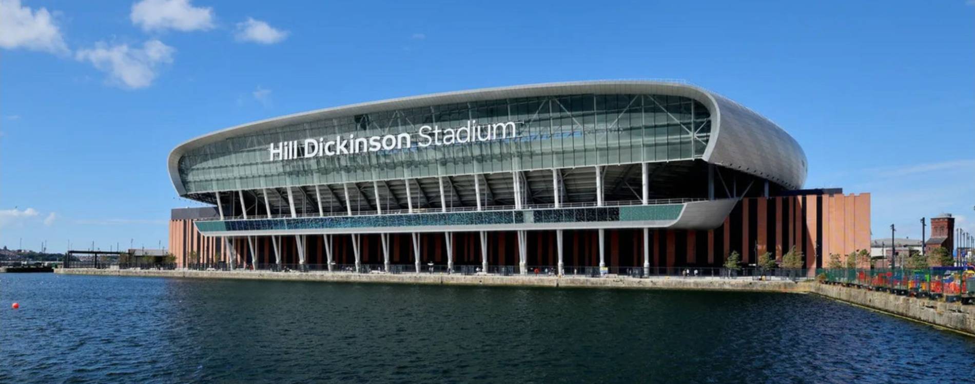 Everton FC's Hill Dickinson Stadium, at Bramley Moore Dock in Liverpool, England