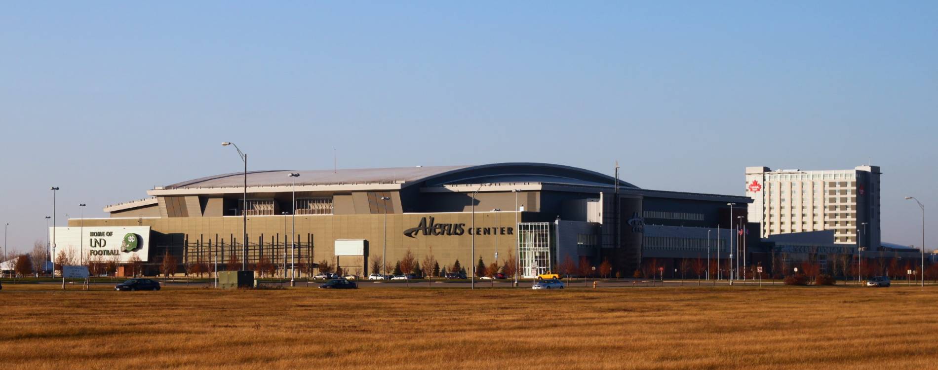 Exterior view of Alerus Center in Grand Forks