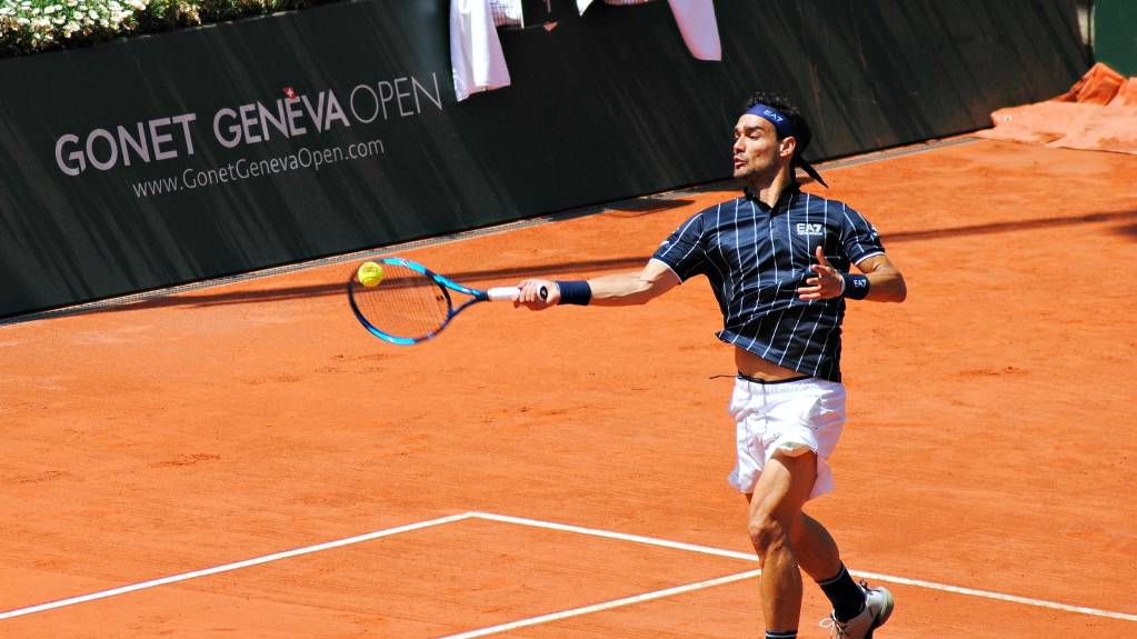 Fabio Fognini competing at the Gonet Geneva Open