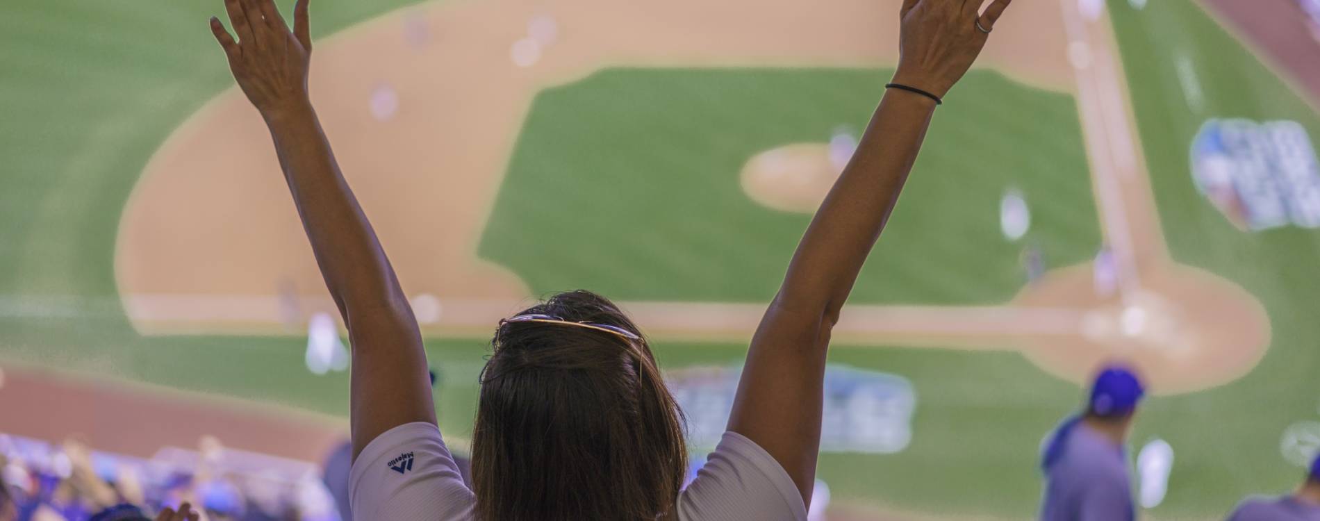 Fans celebrate as the LA Dodgers defeat the Boston Red Sox